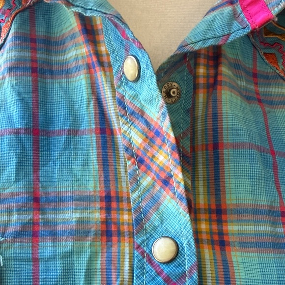 Panhandle Rough Stock Western Sz M Colorful Plaid Button-Up Shirt - Picture 3 of 9